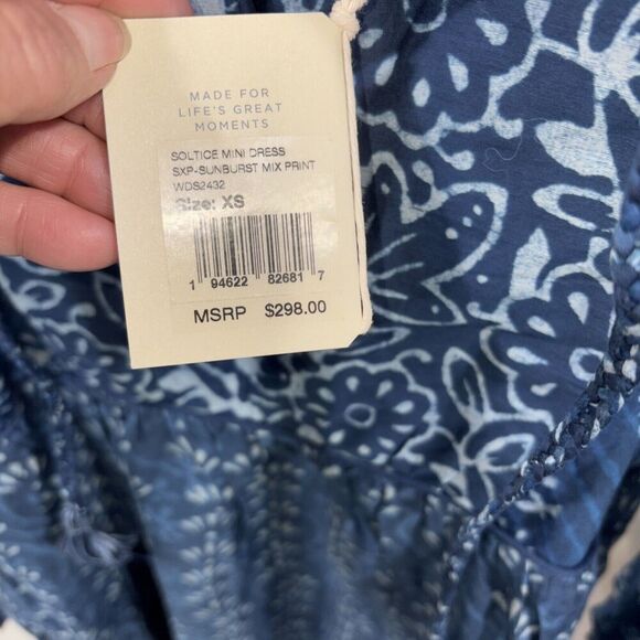 Faherty Solstice Mini Dress Sunburst Mix Print Silk Blend $298 XS New Boho Girli - Picture 7 of 13